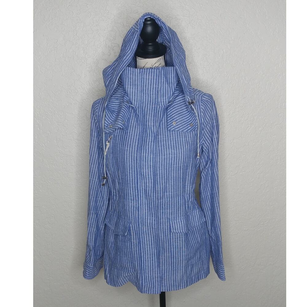 Vernacular Striped Zip Front Jacket with Hood Size S (cl)